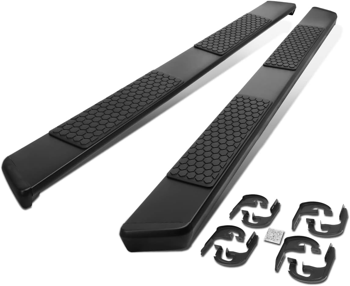 DNA Motoring 5 Inches Running Boards Compatible with 04-14 F150 Crew Cab, Stainless Steel Flat Side Step Nerf Bars, STEPB-ZTL-8237-SSBK