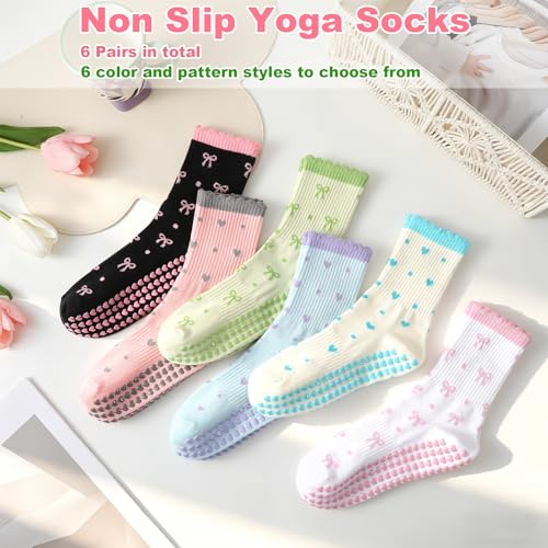 Image of Jspupifip Cute Pilates Socks for Women | Non Slip Yoga Socks with Grips for Barre Workout Athletic Hospital