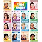 12Pcs LGBT Pride Month Posters Pride Month Inspirational Classroom Decoration LGBTQ+ Motivational Bulletin Board Posters for School Classroom Library Office Decor Wall Hallway Door Display