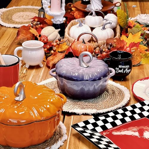 4qt Pumpkin Cocotte,Pumpkin Cast Iron Dutch Oven,3.7l Pumpkin Shape Cooking Pot Enamel Pot,pumpkin Pot With Lid,stew Pot Soup Pot,serves 3-5,halloween Thanksgiving Decor Pot Gift - Image 6