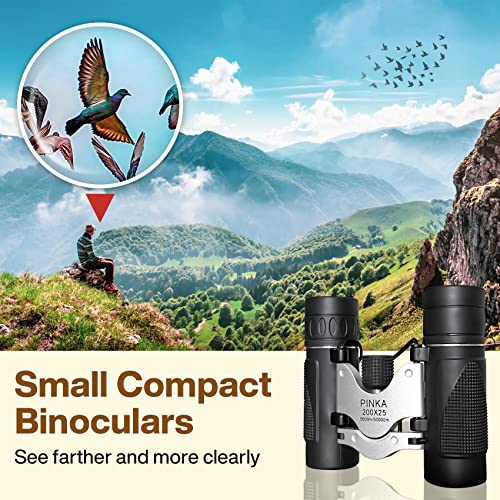 200X25 High Power Compact Binoculars With Clear Low Light Vision, Large Eyepiece Waterproof Binocular For Adults Kids, High Power Easy Focus Binoculars For Bird Watching, Outdoor, Hunting #TOP1