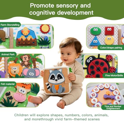 Image of Busy Books for Toddlers 1-3, Montessori Toys, Sensory Activity Busy Boards
