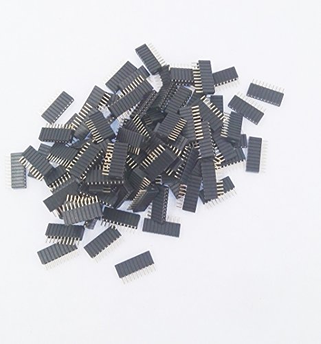 E-Simpo 50 peças 1,27 mm cabeça fêmea, reto, fileira única, altura de plástico 4,5 mm, latão contato