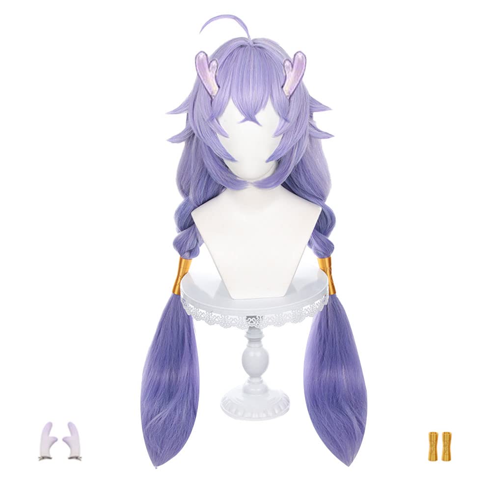 OSIAS Purple Straight Long Wig for Bailu Cosplay From Honkai Star Rail Synthetic Heat-Resistant Hair