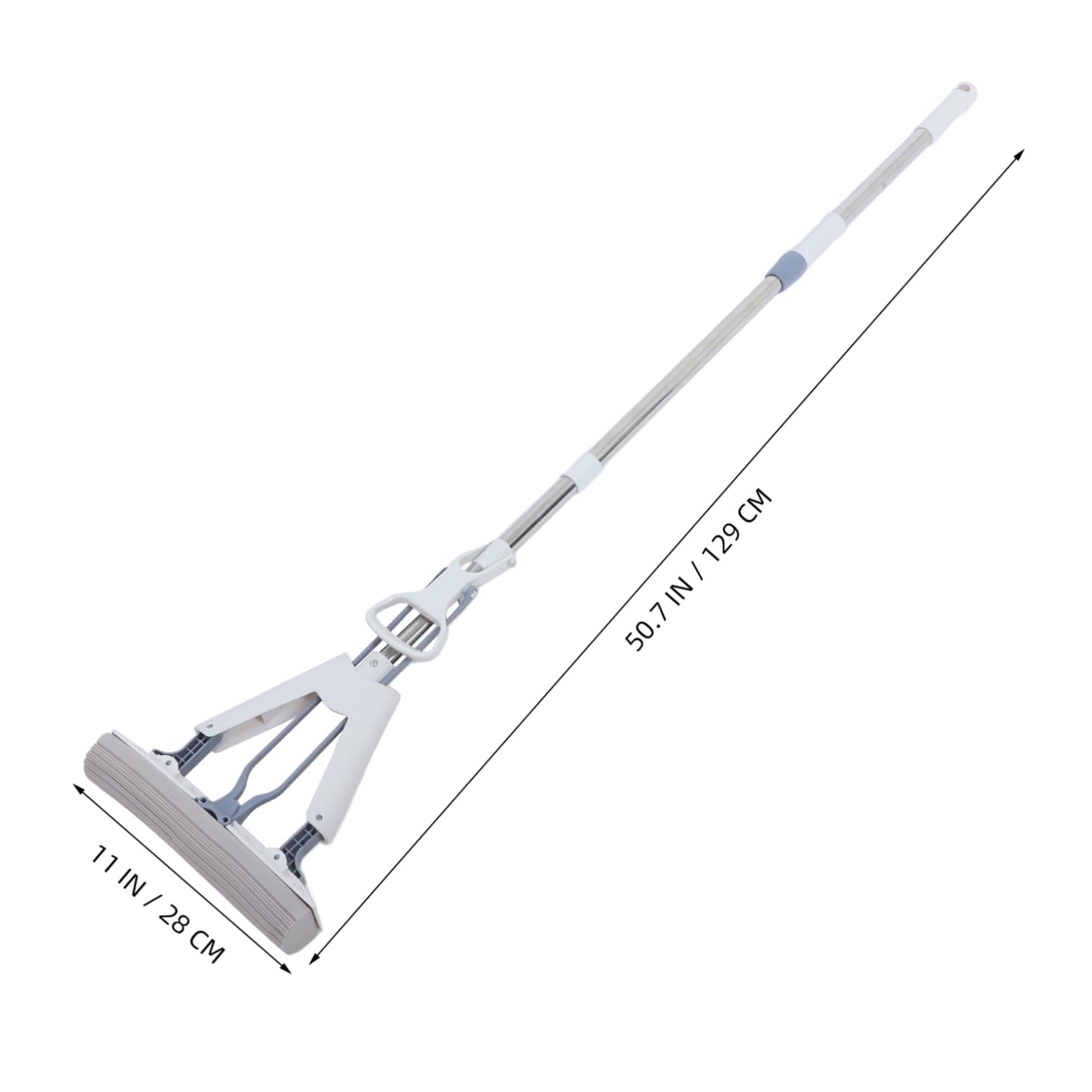 Trapeador de Esponja Plegable Doble 28cm, Acero Inoxidable Abs Blanco