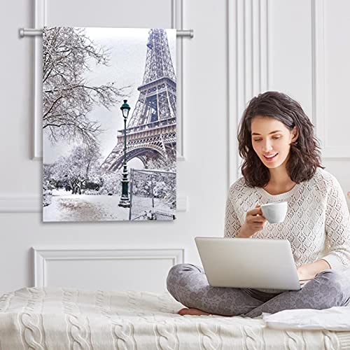 Drapeau de jardin Tour Eiffel neige décoration double face résistante aux intempéries - 6