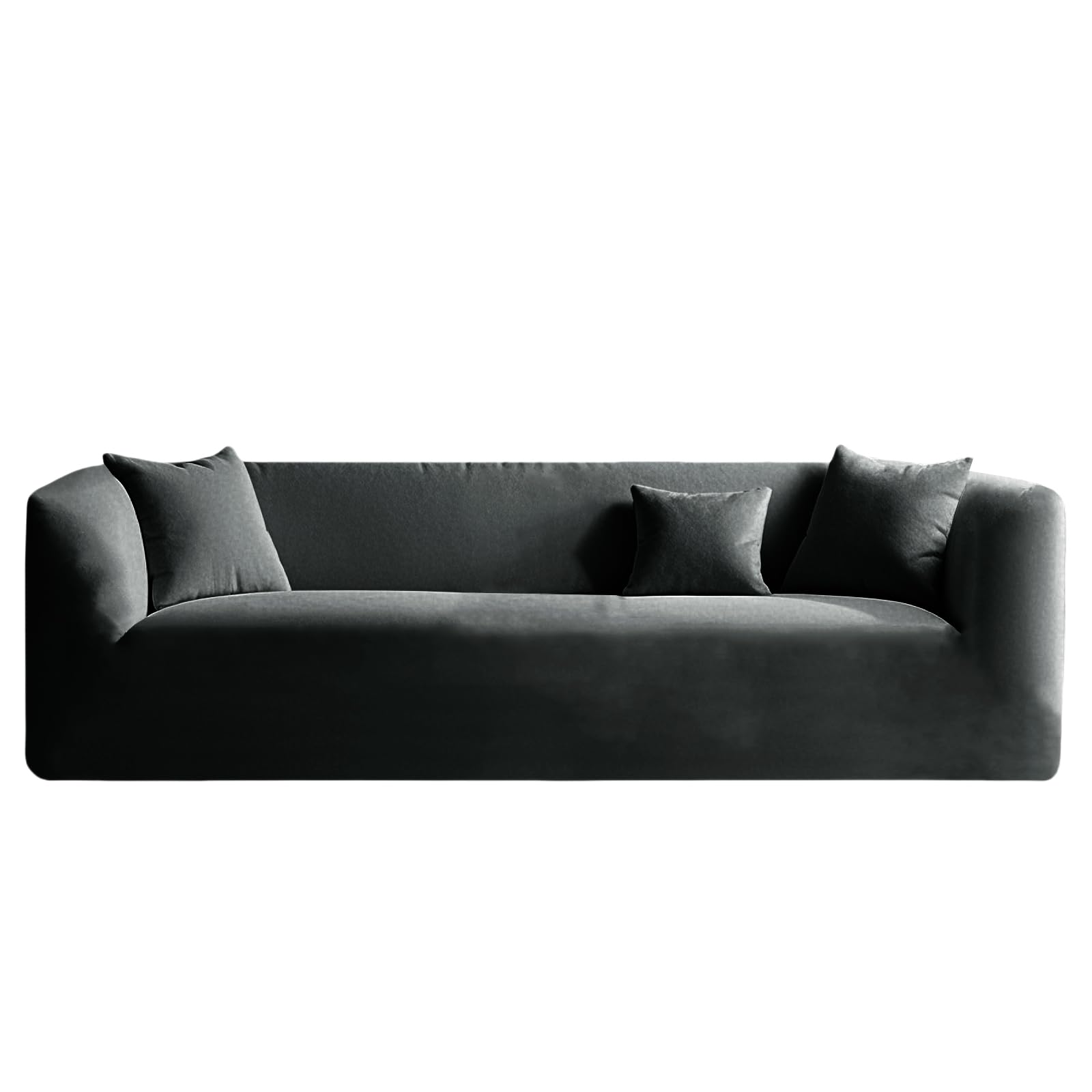 KYJSW High Stretch Chesterfield Sofa Cover Velvet Couch Cover With Seat Cushion Cover Non-Slip Sofa Slipcovers With Armrests For Living Room (Dark grey,XL SOFA)