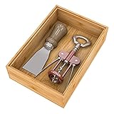 Utensil Organizer Silverware Drawer Organizer - Stackable Bamboo Flatware Caddy Cutlery Holder, Wooden Storage Boxes Tray for Bedroom,Office, Bathroom, Vanity & Garage Tool Organization(9