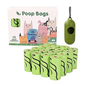 240 Dog Poop Bags | Certified Compostable| Eco-friendly Pet Waste Bags with Dispenser |16 Rolls of Plant Based, Extra-thick, leak-proof and odor-proof Bags | Good for Dogs, Cat’s Litter, Kid’s Diapers