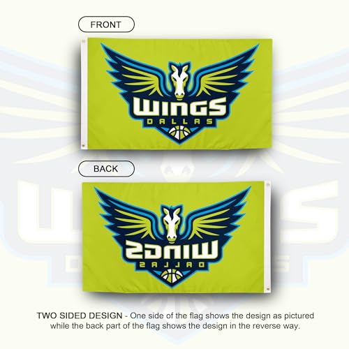 Drapeau Dallas Wings WNBA extérieur en polyester vert suspendu 0,9x1,5m - 3