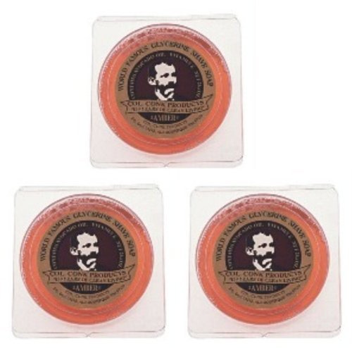 Col. Conk World's Famous Shaving Soap, 3-pack Amber Fragrance Super Size Barsnet Weight 3.75 Oz Ea