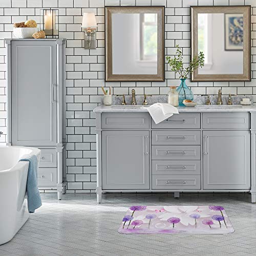 Alfombrilla de baño de terciopelo coral con diseño de diente de león colorido 4