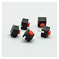 Vista 2 de Micro Switches 5pcs redBlack Small Micro self Locking Switch 8 * 8 * 8.4 wit 2 feet with Lock Light Touch Switch Button Switch (Color 5 Black)
