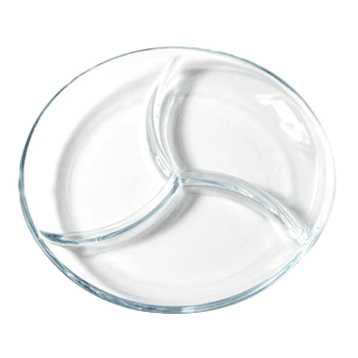 Plato y Fácil de Almacenar para Control de Porciones Ligero Dividido de Vidrio Templado con Triple Compartimento Adecuado para Picnics y Reuniones Familiares