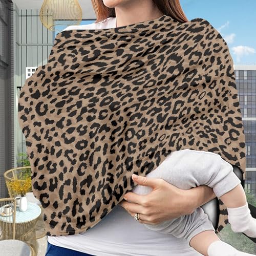 Image of Classical Leopard Wild Cheetah Baby Infinity Nursing Scarf Breastfeeding Cover Ultra Soft Car Seat Covers Great for Shopping Privacy Breastfeeding