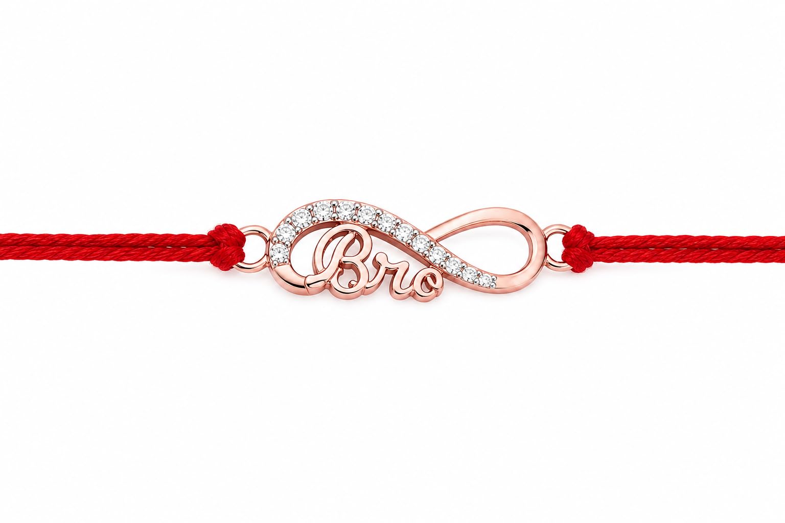 Silver Rakhi for Brother Bro Infinity Design Red Thread-image-10