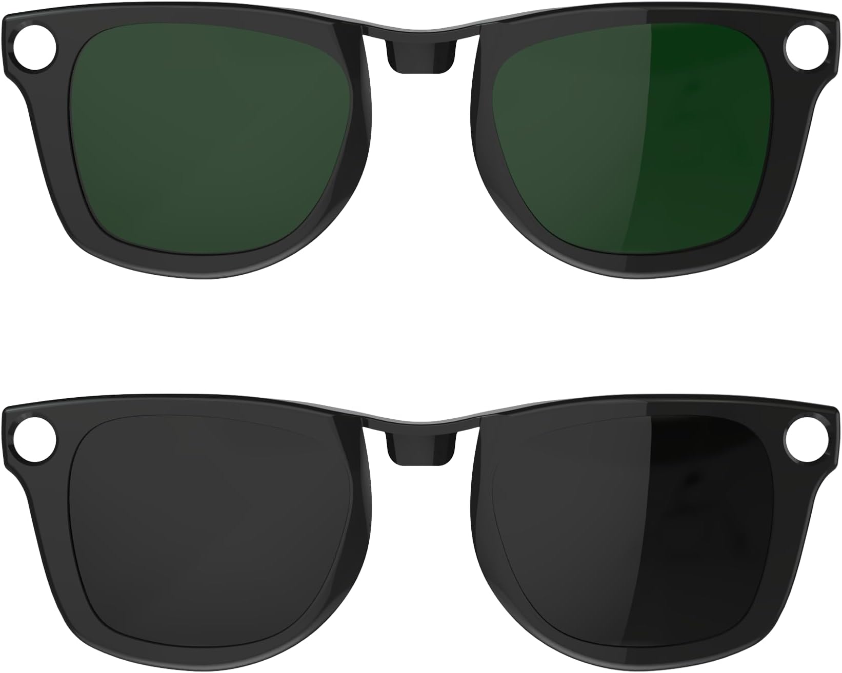 HiBloks 2Pcs Polarized Clip for Ray-Ban Meta Wayfarer Smart Glasses, Discoloration Clips Compatible with Ray-Ban Meta Wayfarer Protect Your Eyes, Cool and Fashion (Black + Green)