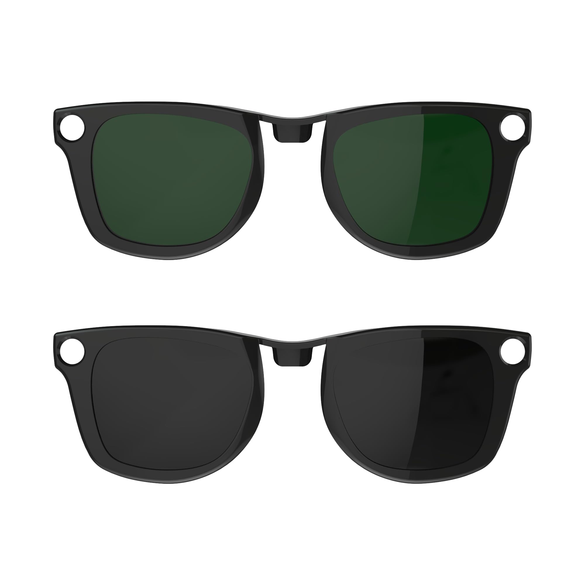 HIBLOKS 2Pcs Polarized Clip for Ray-Ban Meta Wayfarer RW4006 & Gen 2 RW4012 Regular (50-22), Shiny Black Frame Discoloration Clip for RayBan Meta Gen 2 Protect Your Eyes, (Black+Green)