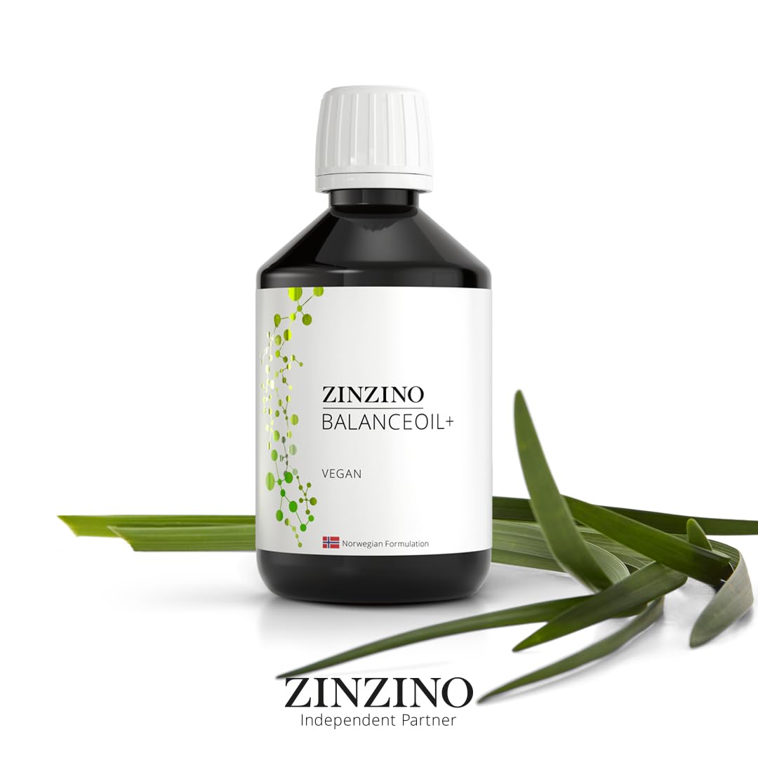 ZinZino BalanceOil+ Wegański olej z alg z Omega-3 3046 mg, Omega-9, Witamina D3, Tokoferol, DHA, EPA z olejem z nasion nawrotu polnego Ahiflowe, 300 ml