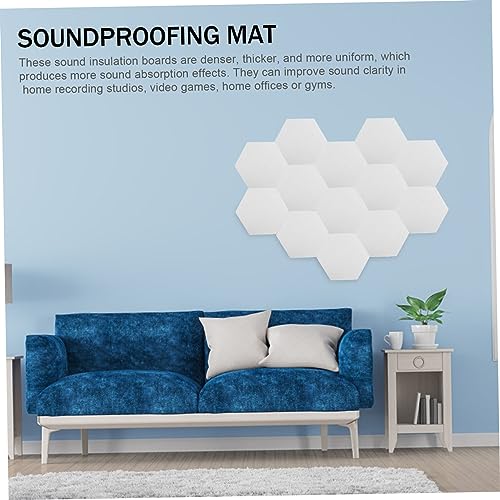 BESPORTBLE Juego de 12 Almohadillas Hexagonales para Aislamiento Acústico de Pared Blanco, Almohadillas Autoadhesivas para Absorción de Sonido para Hogar y Oficina miniatura 7