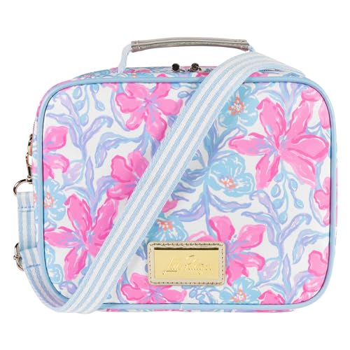 Lilly Pulitzer Insulated Lunch Box for Women, Cute Lunch Cooler Bag with Adjustable/Removable Shoulder Strap (Beachside Haven)