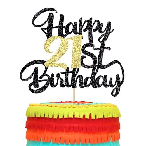 Image of 21st Happy birthday cake topper party decoration gift plugin | Cheers to 21 Years,21 & Fabulous /Hello 21st Legend since Awesome since2005 Straight Outta Party Decoration Gift Plugin