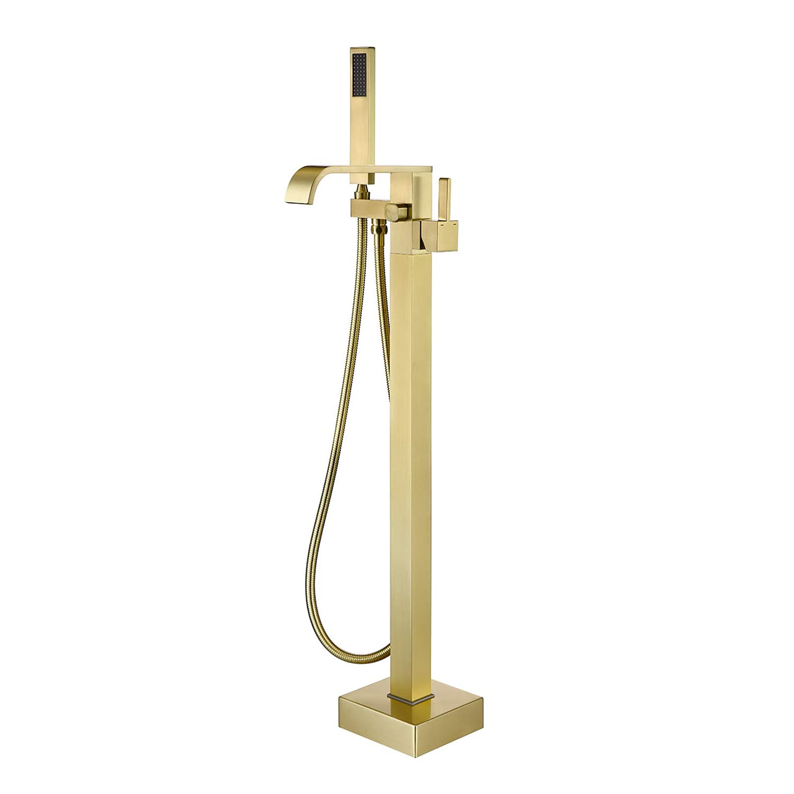 Grifo para bañera Llenador de bañera en Cascada Grifo de baño Independiente Grifo Monomando para bañera de latón Grifo para bañera de Montaje en Piso con Ducha de Mano Grifo de llenado para bañera,
