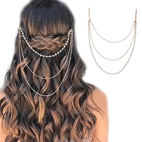 Crystal Head Chain Jewelry Pearl Gold Hair Bridal Headpiece
