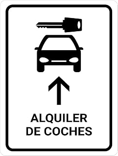 Car Rental With Up Arrow White Spanish Portrait Sign 12x16 Inch Metal Sign – Safety, Warning, or Notice Wall Decor
