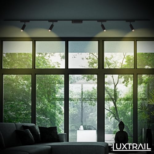 BRILONER - Schienensystem Luxtrail Starterset, 4x LED Spots, erweiterbar, schwenkbar, Lampen, Lichtschienensystem Decke, Strahler Schiene, Deckenlampe, LED Deckenleuchte, Spotlight, 2m, Schwarz