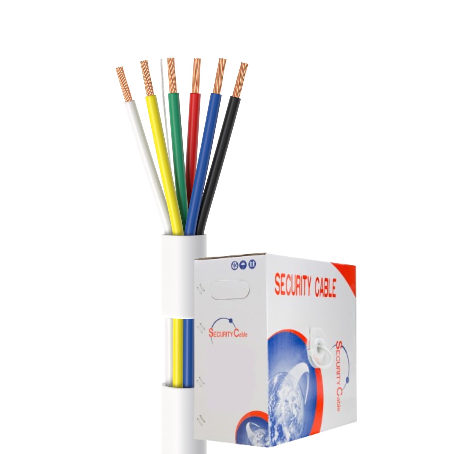 500ft 22/6 Stranded Conductor Alarm Cable – CCA Low Voltage Wire for LED, Security Systems, Fire Detectors, Door Bells, 22 AWG, 6 Conductors