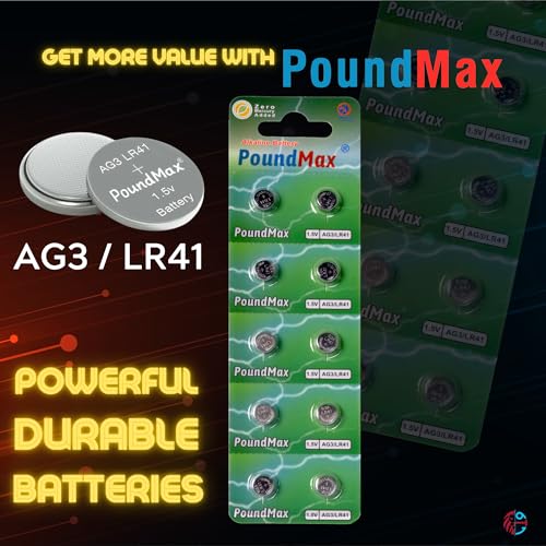 Pilas alcalinas PoundMax AG3 LR41 1.5v botón 10 unidades miniatura 7