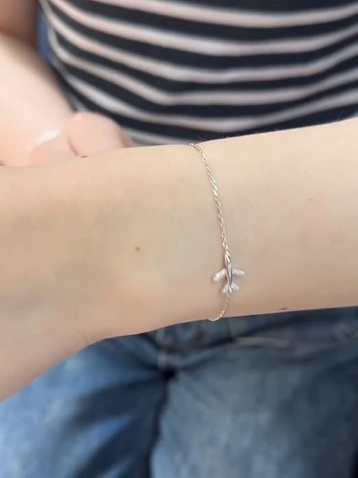 Amazon.com: Dtja Crystal Airplane Bracelet for Women Sterling
