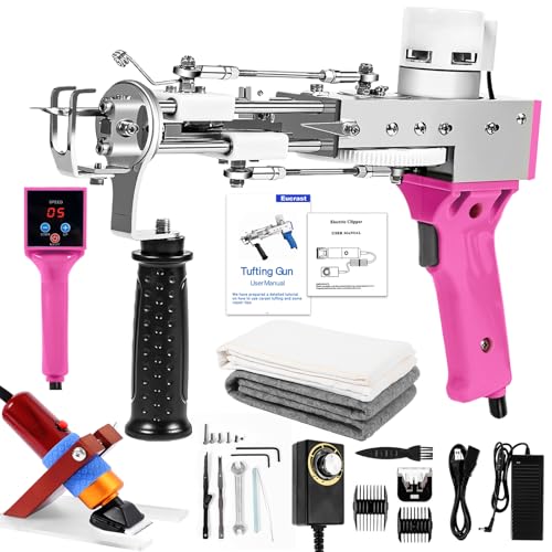 Image of Rug Tufting Gun with Carpet Trimmer Kit,Tufting Gun Starter Kit Professional Tufting Rug Making Machine ,2 in 1 Cut Pile Loop Pile Tufting Gun Kits for Beginners and Amateur(Deep Pink)