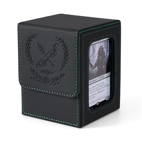 Image of Venssu MTG Deck Box for Commander Display,Card Deck Box Fits 100 Double Sleeved Cards,TCG with 2 Dividers and 1 Toploader (Elf)