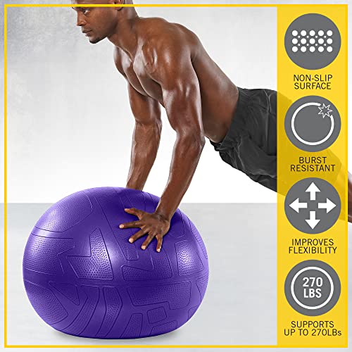 Everlast-FIT-Pro-Grip-Fitness-Ball-75cm-Burst-Resistant-Anti-Slip-Pump-Included-Great-for-Balance-Home-Workouts-Yoga-Available-in-55cm-65cm-and-75cm-Violet-75cm