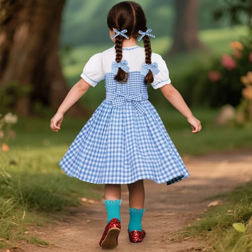 Disfraz azul a cuadros para niñas miniatura 3