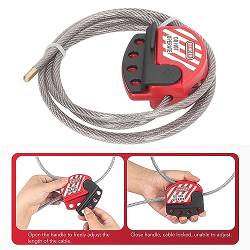 Tonysa Tagout-Kabelschloss, Edelstahl-Kabelschloss, Lockout-Tagout-Stahlkabelschloss, Sperrvorrichtung mit 4 Schlüssellöchern für Reparaturmanagement