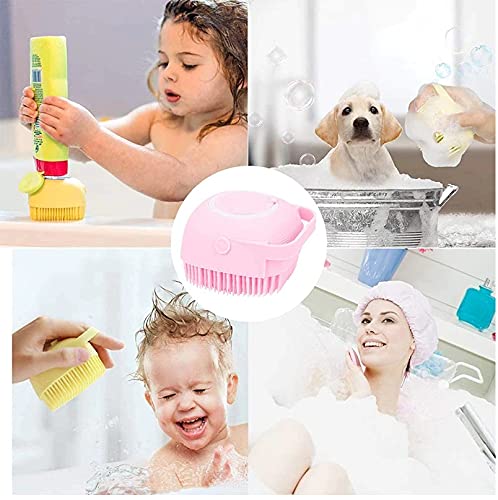 Image of Silicone Soft Bath Body Brush with Shampoo Dispenser Scrubber-use in Shower Deep Cleaning Gentle Scrub Massage for Children, Men Women