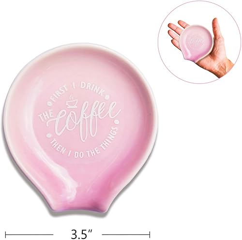 Miniatura 8 de Funny Coffee Quote First I Drink The Coffee Then I Do The Things - Soporte de cuchara de café de cerámica, soporte para cuchara de café, decoración