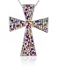 Carly Creations Women's Silver Plated Genuine Crystal Multicolored Cross Pendant - Large