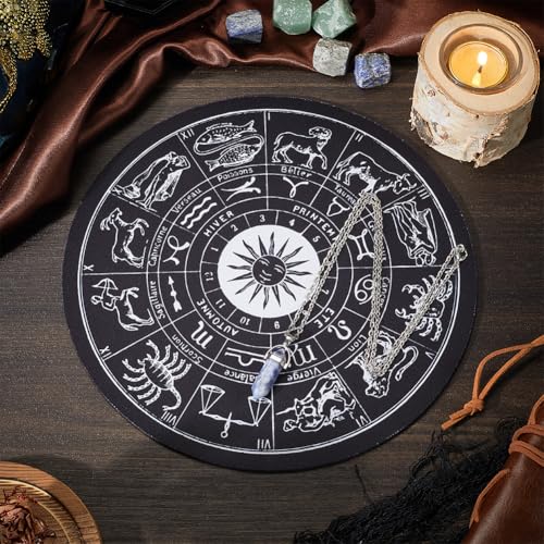 CRASPIRE Pendulum Pad Making Kits Dowsing Divination Astrology Pads Rubber Altar Pendulum Mats Constellation with DIY Blue Spot Jasper Pointed Pendants Metaphysical Message Board for Divining Decor - Image 4