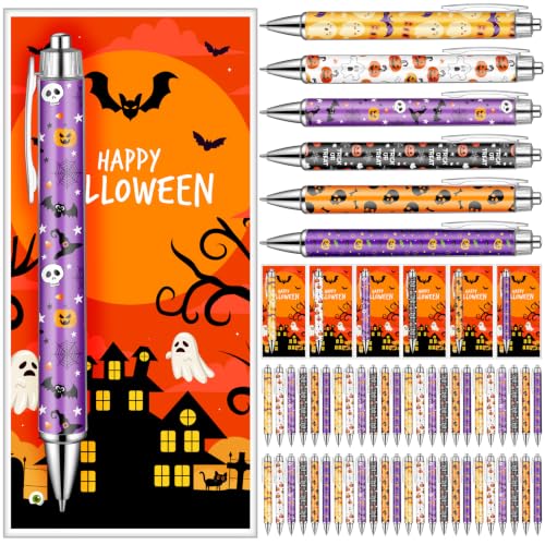 Maitys 120 Pcs Halloween Pens with Cards Set, 60 Ballpoint Pen