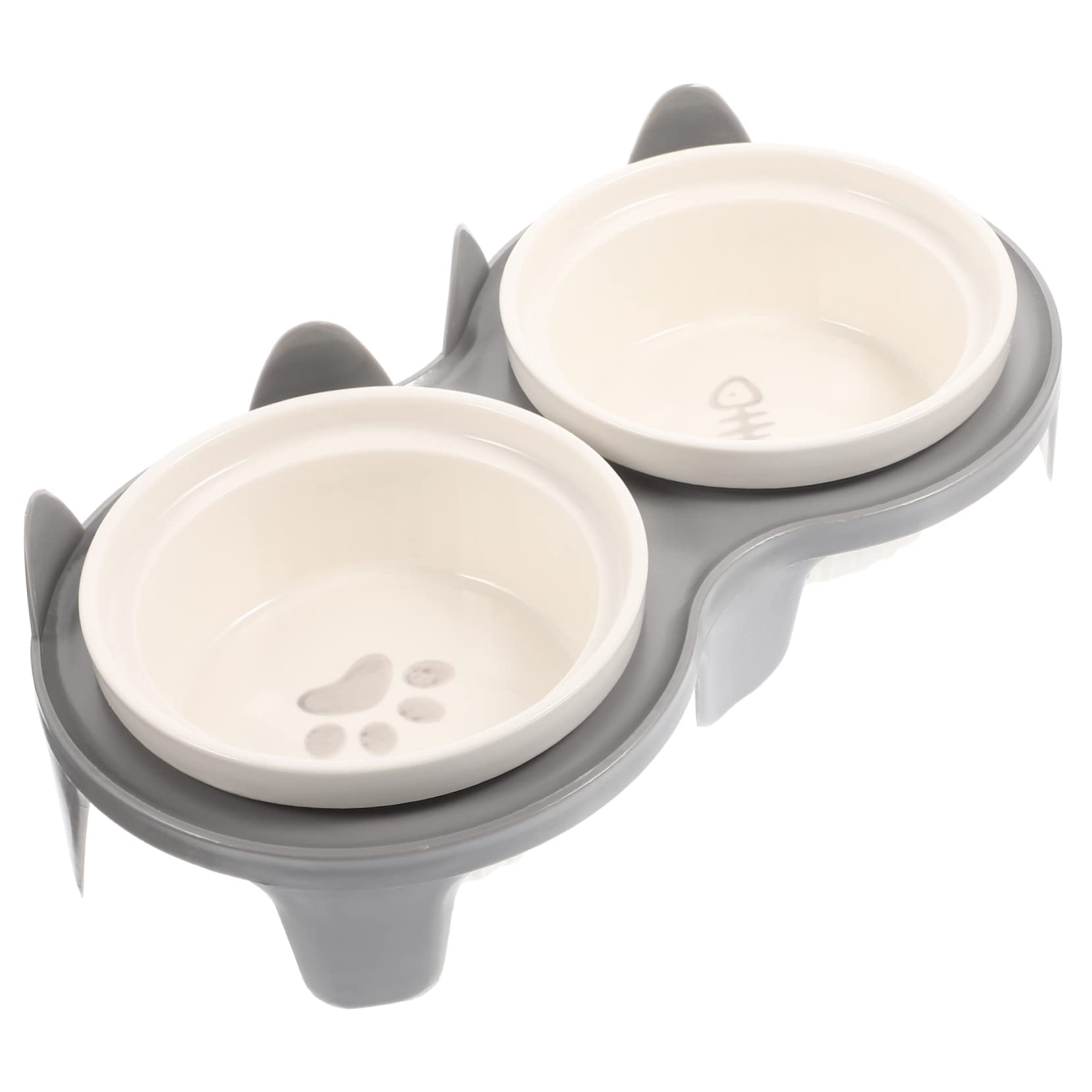 DOITOOL Erhöhter Keramik Katzennapf mit Neigung 2-Schalen Design für Futter und Wasser Abnehmbar für Hund und Katze