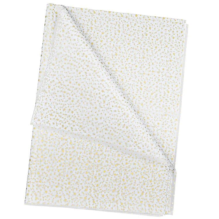50pcs 50 * 35cm Gold Star White Tissue Paper,50 * 35cm Wrapping Paper Bulk for Christmas Wedding Birthday DIY Gift Decorations