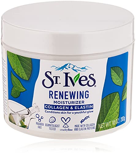 St. Ives Face Moisturizer Cream, Collagen and Elastin, Renewing Facial Moisturizer for Women, Paraben Free, Dermatologist Tested Daily Moisturizing for Dry Skin Cruelty Free, 10 oz