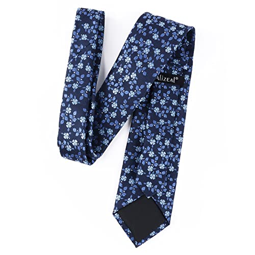 Image of Alizeal Mens 3.15inches Leaf Flower Pattern Tie Set | Floral Pattern Pocket Square Perfect for Fall Winter Business and Holiday Events