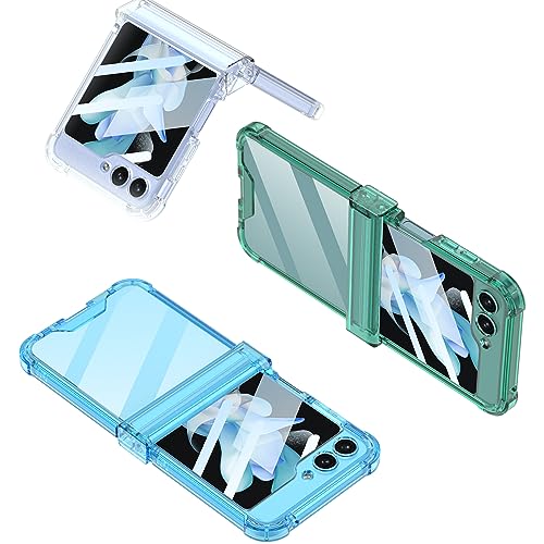 Image of BOUNCEBACK Transparent Shockproof Hinge Cover Case for Samsung Galaxy Z Flip5 / Galaxy Flip 5 Case Cover - (Clear Green | Rubber)