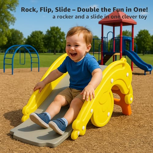 Amazon Brand - Jam & Honey 3 in 1 Frog Foldable Slide, Baby Slide with Rocker & Basketball | with Ball | Foldable Freestanding Indoor & Outdoor Slides| Rideon & Rocker, Multicolor, 18+ Months - Image 3 thumbnail