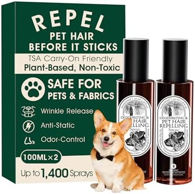 4-in-1 Pet Hair Remover & Odor Neutralizer Spray, Anti Static Wri...